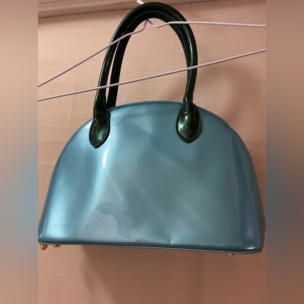 BOGO Elegant and Unique Blue and Green Floral Handbag Shiny Boho Nature ⚫️ - Picture 4 of 10